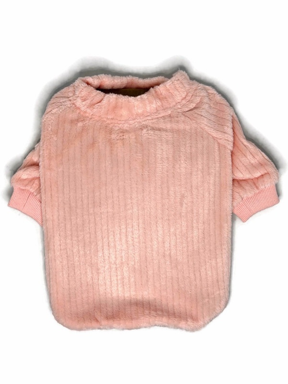 Soft Plush Ribbed Dog Sweater - Pink